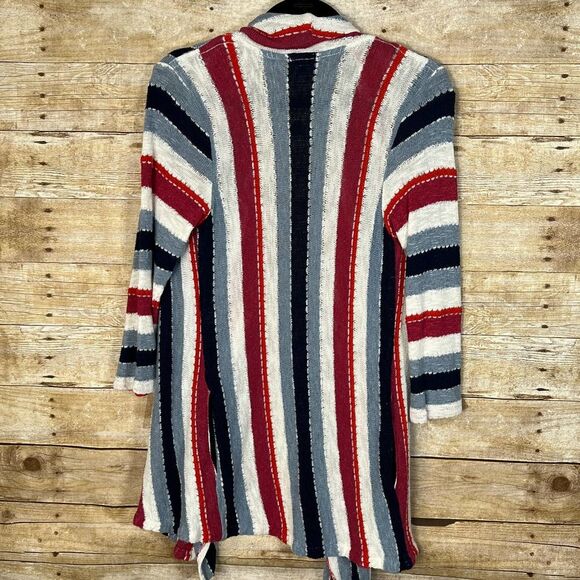 SPLENDID CASUAL KNIT OPEN FRONT EVERYDAY STRIPED WATERFALL CARDIGAN SIZE LARGE - Picture 2 of 6